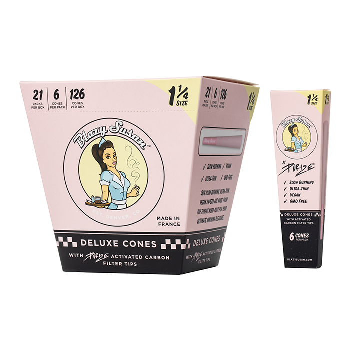 Blazy Susan x PURIZE 1-1/4" Deluxe Activated Carbon Tipped Cones - 126ct Box