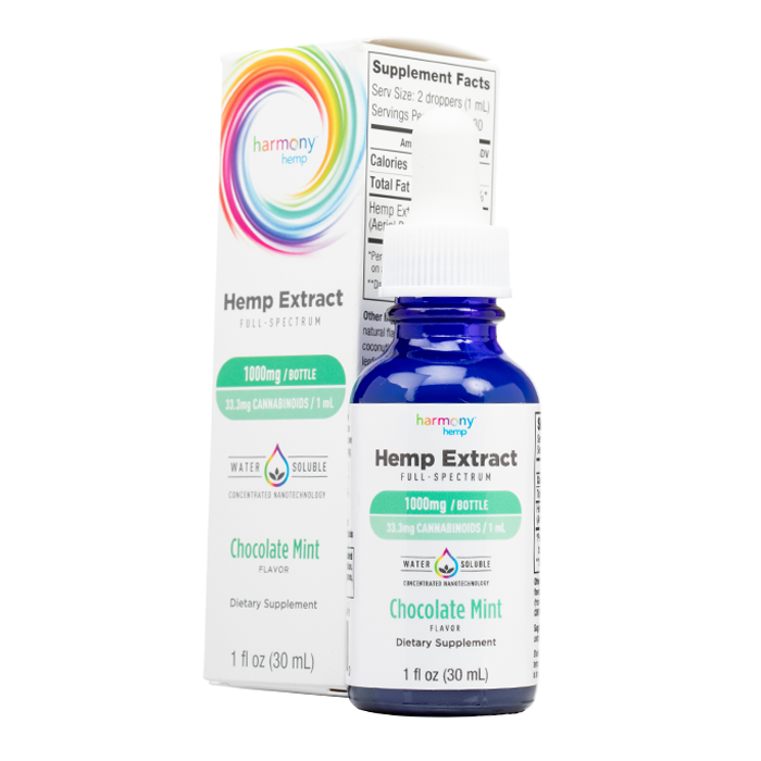 Harmony Hemp 1000mg Water Soluble Concentrated Drops - Chocolate Mint