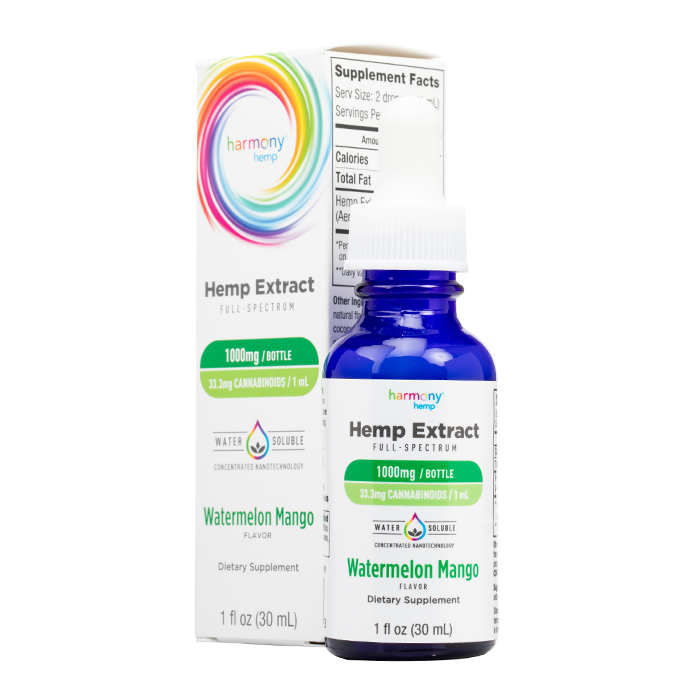 Harmony Hemp 1000mg Water Soluble Concentrated Drops - Watermelon Mango