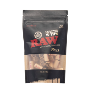 RAW Black Extra Wide Pre Rolled W-Tips - 50ct Pouch