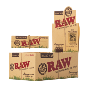 RAW Organic Hemp Connoisseur 1-1/4" Rolling Papers + Tips - 1200ct Box