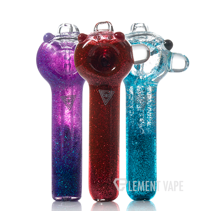 Red Eye Glass 4.5" Sparkle Liquid Hand Pipe