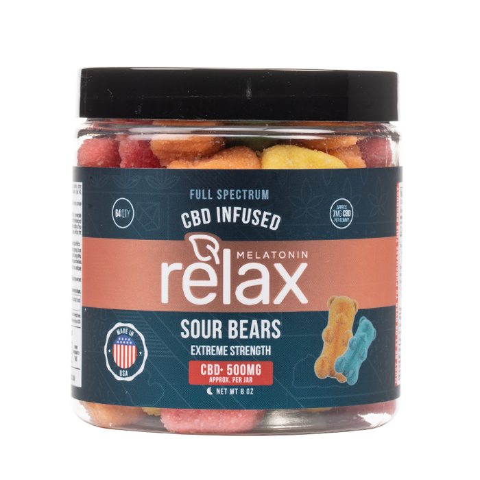 Relax Gummies - Full Spectrum CBD Sleep SOUR Gummy Bears with Melatonin