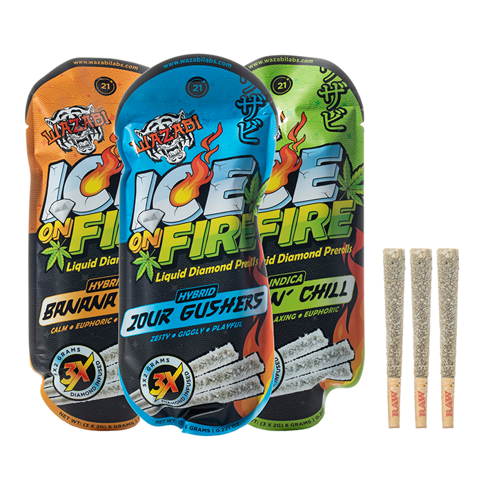 Wazabi Exotics Ice on Fire Liquid Diamonds Prerolls 6G