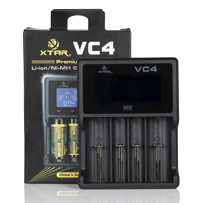 XTAR VC4 4-Bay Intelligent USB LCD Charger