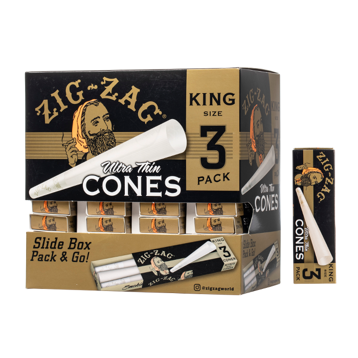 Zig Zag Ultra Thin King Size Cones - 108ct Box