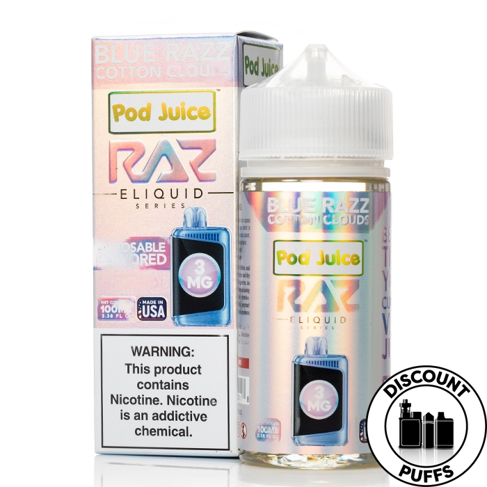 Blue Razz Cotton Clouds - Pod Juice Salts x RAZ E-Liquid - 30mL
